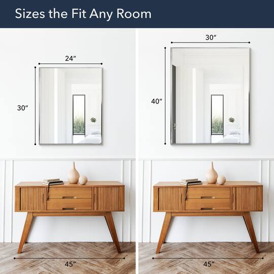 Head West Brushed Nickel Rectangular Framed Accent Vanity Mirror